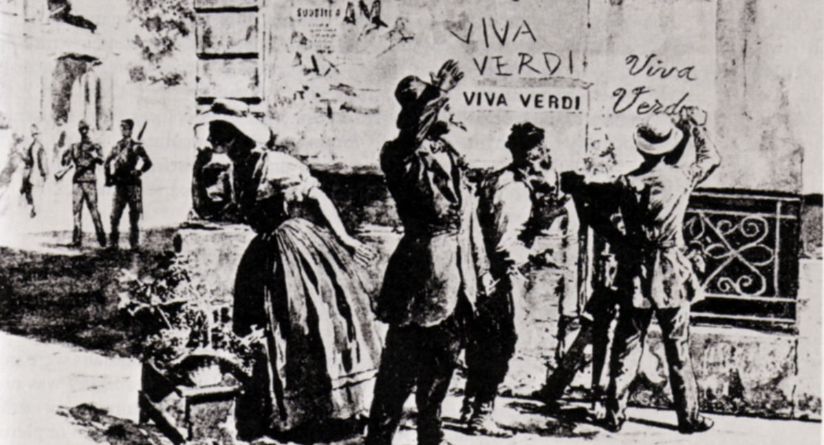 Der Ausruf "Viva Verdi" als doppeldeutiges, politisches Graffito. Bild: WikimediaCommons/Unknown