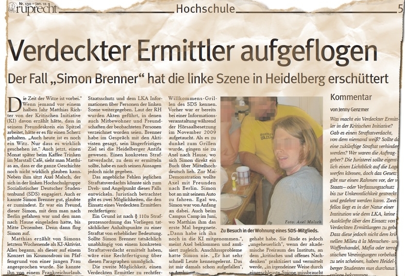 Schnüffeln ohne Grund – Heidelberger Spitzeleinsatz war offenbar rechtswidrig