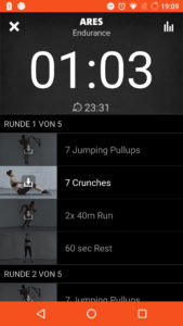 Mit Anleitungsvideos: So wird man durch das Workout geleitet. Quelle: Screenshot, Freeletics bodyweight App.