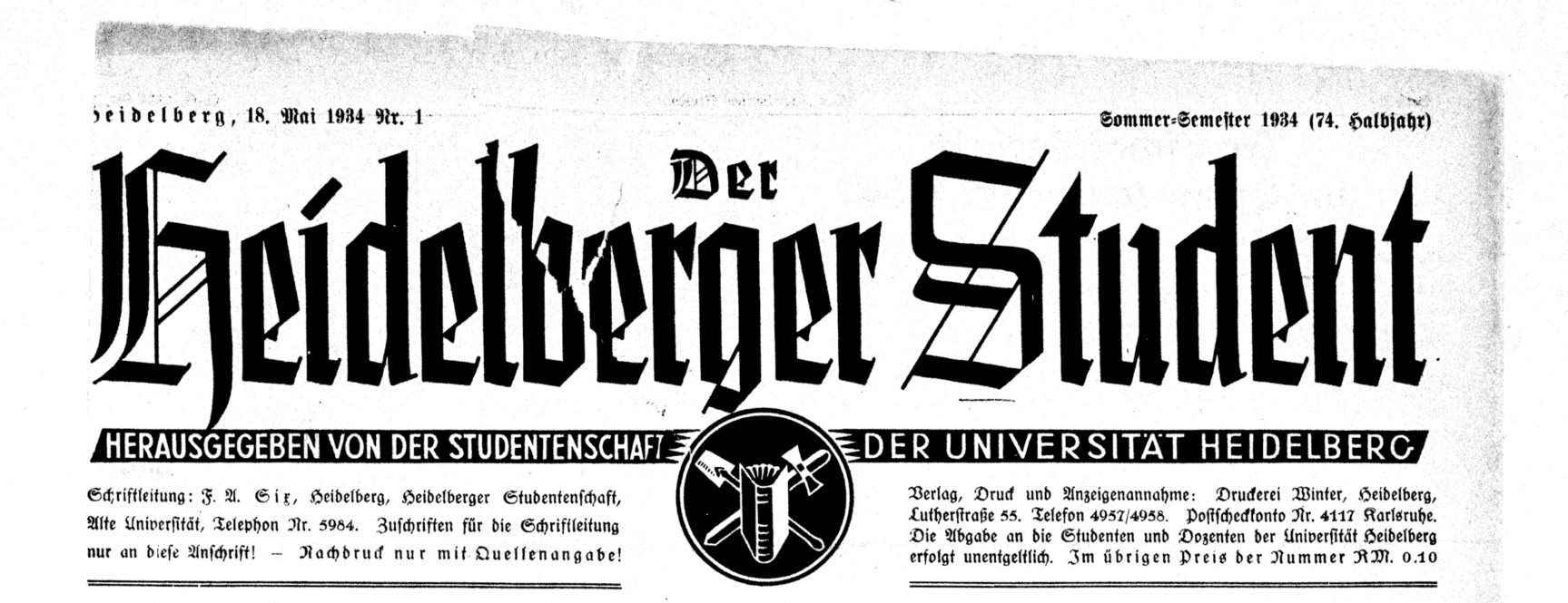 Der Heidelberger Student wurde von den Nationalsozialisten als Propagandaorgan missbraucht. Foto: https://digi.ub.uni-heidelberg.de/diglit/hdstud1929bis1938