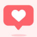 Die Grafik zeigt ein rosa Feld, dass aussieht wie eine Benachrichtigung auf Social Media. In der Mitte ist ein weißes Herz zu sehen.