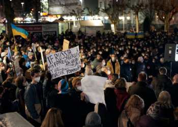 Ein blau-gelbes Zeichen der Solidarität